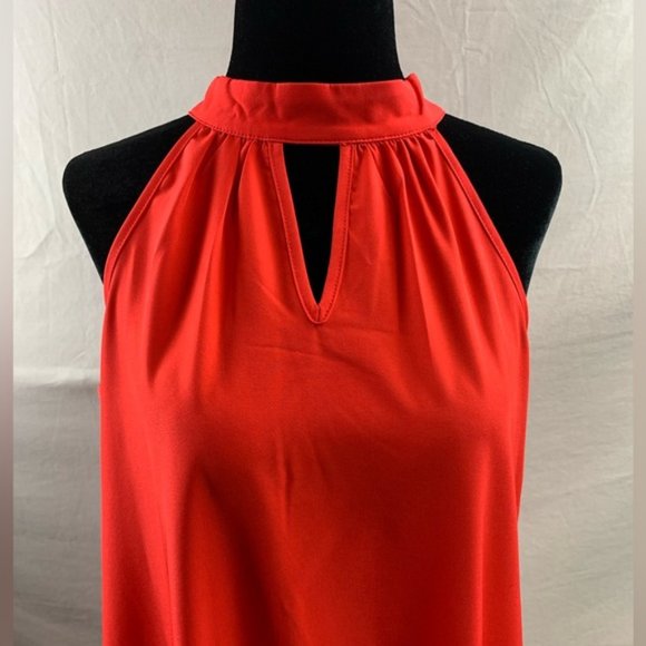 Red Layered Hem Halter Neck Dress - Picture 6 of 9